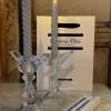 Cristina Oria Candelabros Y Portavelas|Velas^Set De 2 Candelabros De Cristal Diseño Pájaro & Velas LED