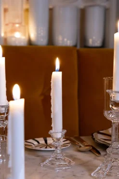 Cristina Oria Candelabros Y Portavelas|Velas^Set De 2 Candelabros De Cristal Pequeños & Velas LED