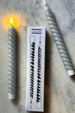 Cristina Oria Candelabros Y Portavelas|Velas^Set De 2 Candelabros De Cristal Grandes & Velas LED