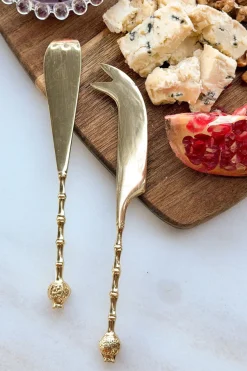 Cristina Oria Cubiertos De Aperitivo|Cubiertos De Postre^Set De 2 Cuchillos De Bronce Con Diseño De Granadas