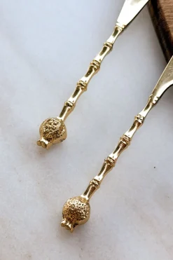 Cristina Oria Cubiertos De Aperitivo|Cubiertos De Postre^Set De 2 Cuchillos De Bronce Con Diseño De Granadas