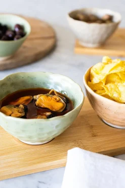 Cristina Oria Fuentes, Ensaladeras Y Cuencos^Set De 3 Cuencos Y Cucharas De Porcelana Sobre Base De Bambú