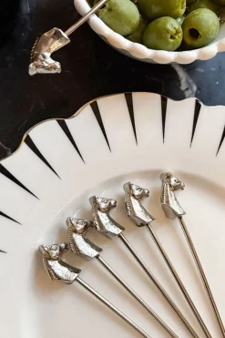 Cristina Oria Cubiertos De Aperitivo|Cubiertos De Postre^Set De 6 Pinchos Con Diseño De Caballos