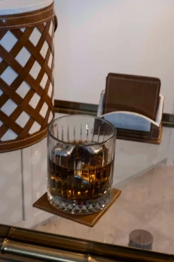 Cristina Oria Posavasos Y Servilleteros^Set De 6 Posavasos De Cuero Y Tela Cuadrados