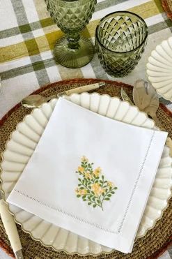 Cristina Oria Servilletas Y Accesorios^Set de 6 Servilletas Bordadas a Mano con Diseño de Flores
