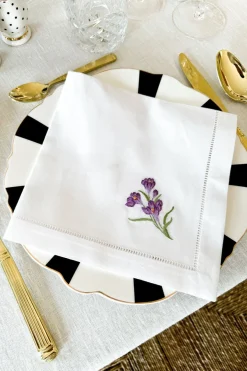 Cristina Oria Servilletas Y Accesorios^Set de 6 Servilletas Bordadas a Mano con Diseño de Flores