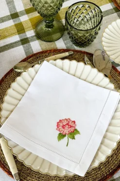 Cristina Oria Servilletas Y Accesorios^Set de 6 Servilletas Bordadas a Mano con Diseño de Flores