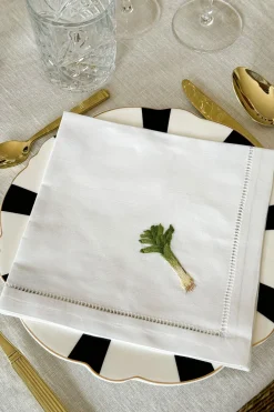 Cristina Oria Servilletas Y Accesorios^Set de 6 Servilletas Bordadas a Mano con Diseño de Verduras