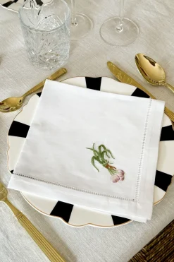 Cristina Oria Servilletas Y Accesorios^Set de 6 Servilletas Bordadas a Mano con Diseño de Verduras
