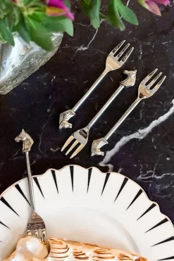 Cristina Oria Cubiertos De Postre|Cubiertos De Aperitivo^Set De 4 Tenedores Con Diseño De Caballos