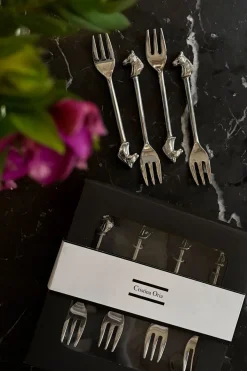 Cristina Oria Cubiertos De Postre|Cubiertos De Aperitivo^Set De 4 Tenedores Con Diseño De Caballos