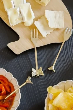 Cristina Oria Cubiertos De Aperitivo|Cubiertos De Postre^Set De 4 Tenedores De Bronce Con Diseño De Pájaro