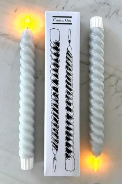 Cristina Oria Velas^Set De 2 Velas LED Con Diseño En Espiral Grises CO