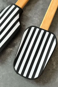 Cristina Oria Gadgets Y Utensilios^Set De Dos Espátulas De Silicona Con Diseño De Rayas Blancas Y Negras