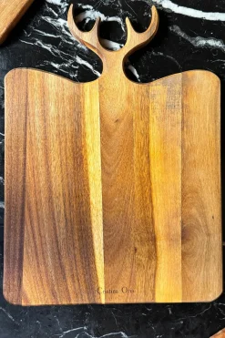 Cristina Oria Tablas^Tabla De Madera De Acacia Con Diseño De Cuernos De Ciervo