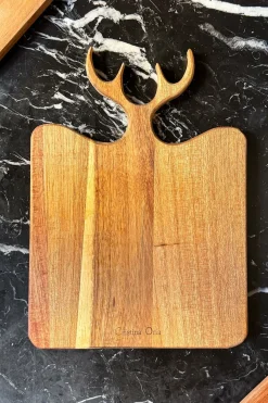 Cristina Oria Tablas^Tabla De Madera De Acacia Con Diseño De Cuernos De Ciervo