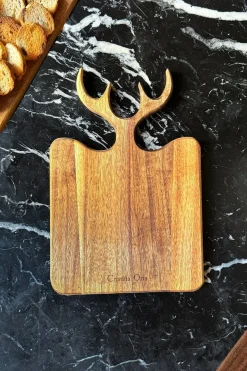 Cristina Oria Tablas^Tabla De Madera De Acacia Con Diseño De Cuernos De Ciervo
