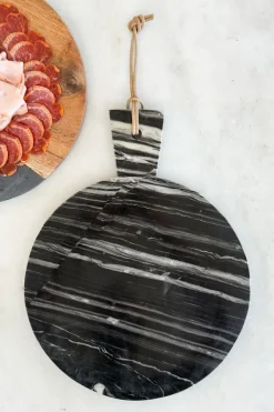 Cristina Oria Tablas^Tabla Redonda De Mármol Negra Con Mango