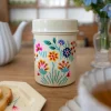 Cristina Oria Almacenaje^Tarro Con Tapa Beige Con Flores De Colores Pintadas