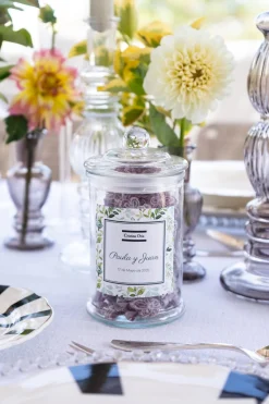 Cristina Oria Dulces Cristina Oria^Tarro De Violetas Personalizado Especial Bodas