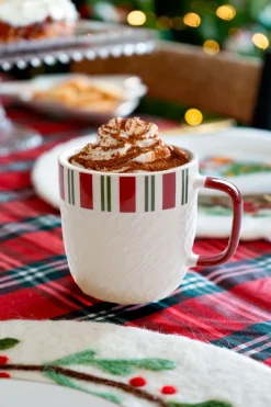 Cristina Oria Tazas Y Teteras^Taza Rayas Rojas Y Verdes "Merry Christmas"