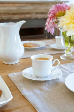 Cristina Oria Tazas Y Teteras^Taza Y Plato Blancos Con Relieve Co