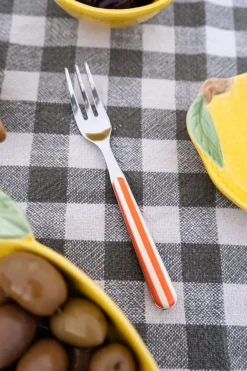 Cristina Oria Cubiertos De Aperitivo|Cubiertos De Postre^Tenedor Con Diseño De Rayas Naranjas CO