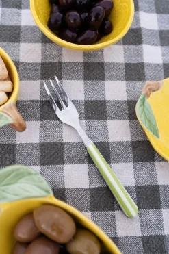 Cristina Oria Cubiertos De Aperitivo|Cubiertos De Postre^Tenedor Con Diseño De Rayas Verdes CO