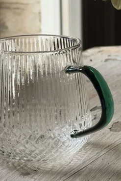 Cristina Oria Vasos^Vaso De Cristal Con Detalles Tallados Y Asa De Color