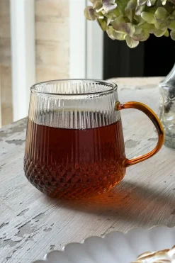 Cristina Oria Vasos^Vaso De Cristal Con Detalles Tallados Y Asa De Color