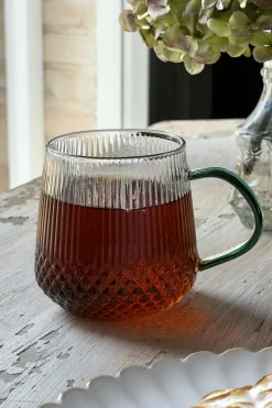 Cristina Oria Vasos^Vaso De Cristal Con Detalles Tallados Y Asa De Color