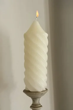 Cristina Oria Velas^Vela Ancha Con Diseño En Espiral Blanca Grande