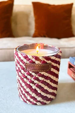 Cristina Oria Velas^Vela Artesanal De Cuero Y Rafia Con Fragancia Rosa Oud Pequeña