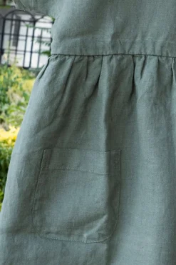 Cristina Oria Minichef^Vestidos De Lino Verde Oscuro Niños